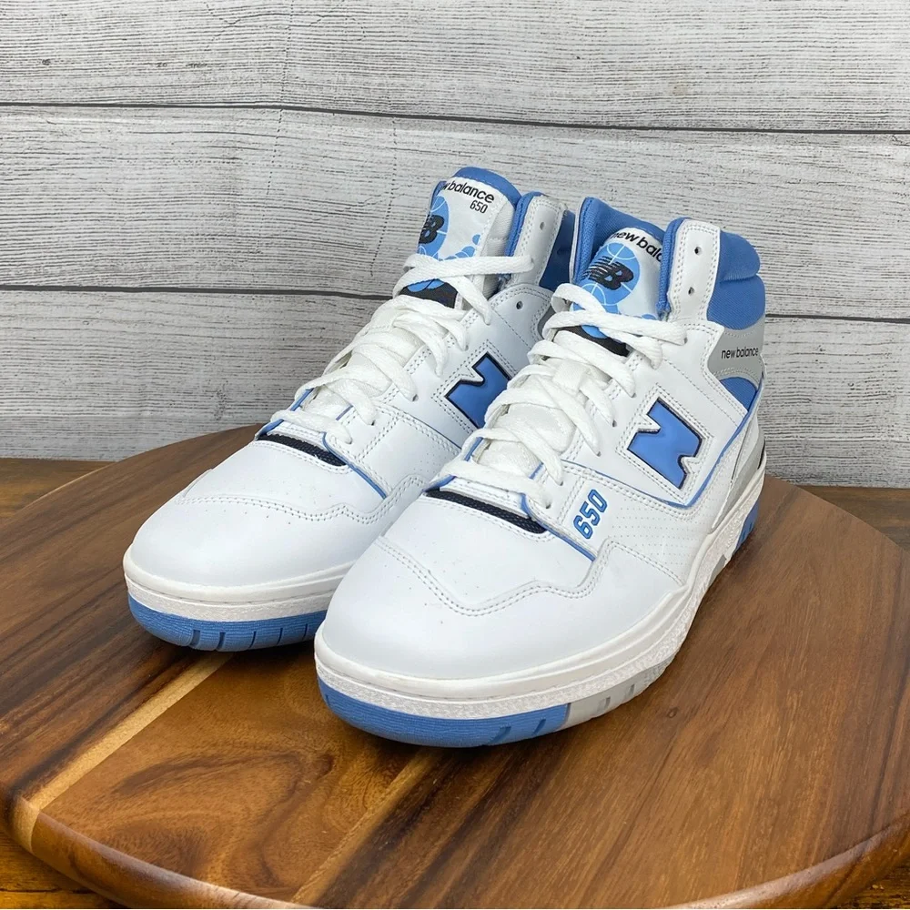 New Balance 650 White Heritage Blue High Top Sneakers BB650RCK Mens Shoe Size 12